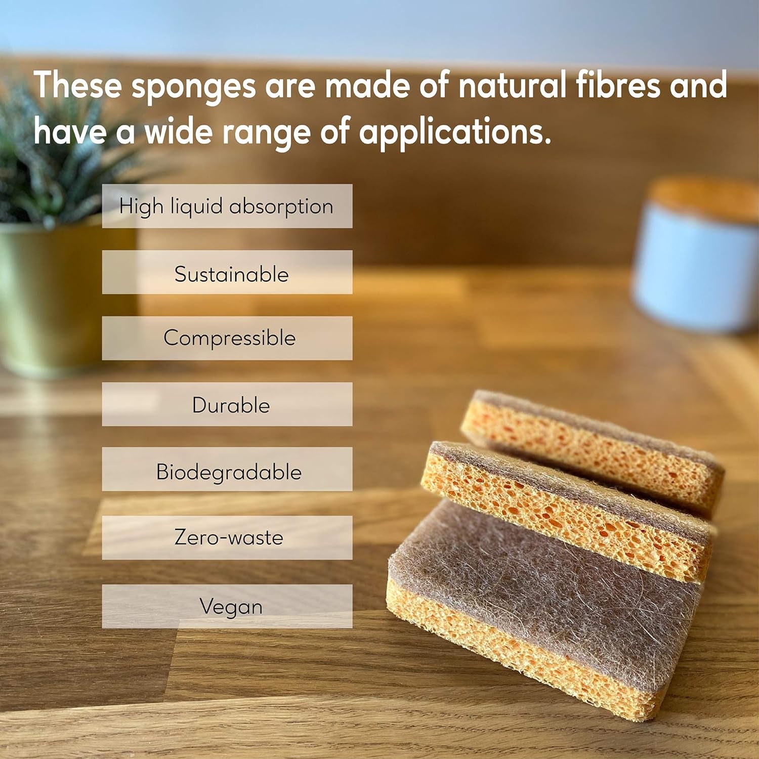 View details for Natural Plant Based Scrub Sponges (3 Pack), Non-Scratch, Biodegradable Eco Scourers for Kitchen and Bathroom Natural Plant Based Scrub Sponges (3 Pack), Non-Scratch, Biodegradable Eco Scourers for Kitchen and Bathroom