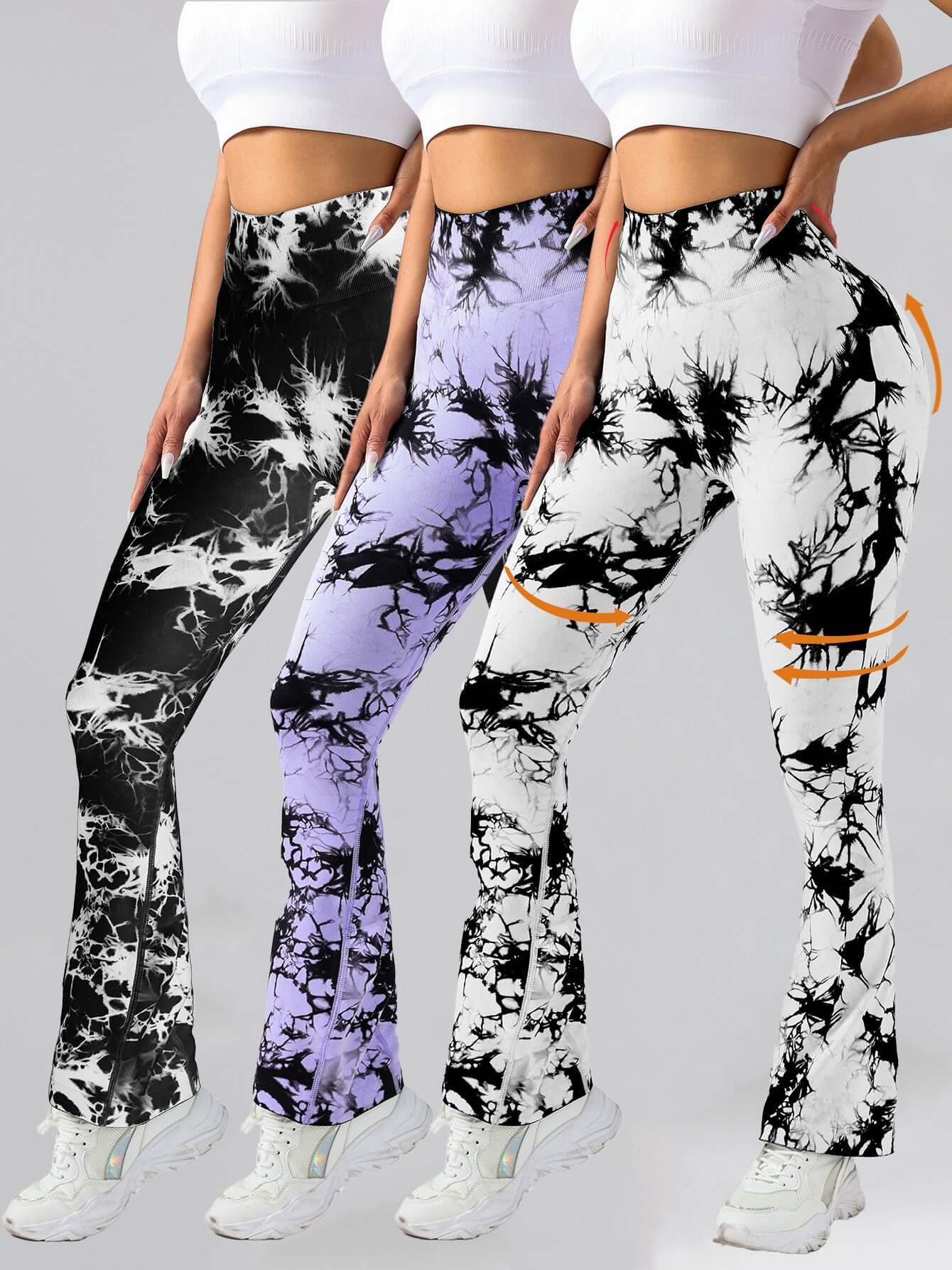 View details for 3 Pack Tie Dye Seamless High Waisted Workout Leggings For Women Scrunch Butt Lifting Yoga Gym Athletic Pants,, Leggings For Women Scrunch Butt Lifting Yoga Gym Athletic Pants 3 Pack Tie Dye Seamless High Waisted Workout Leggings For Women