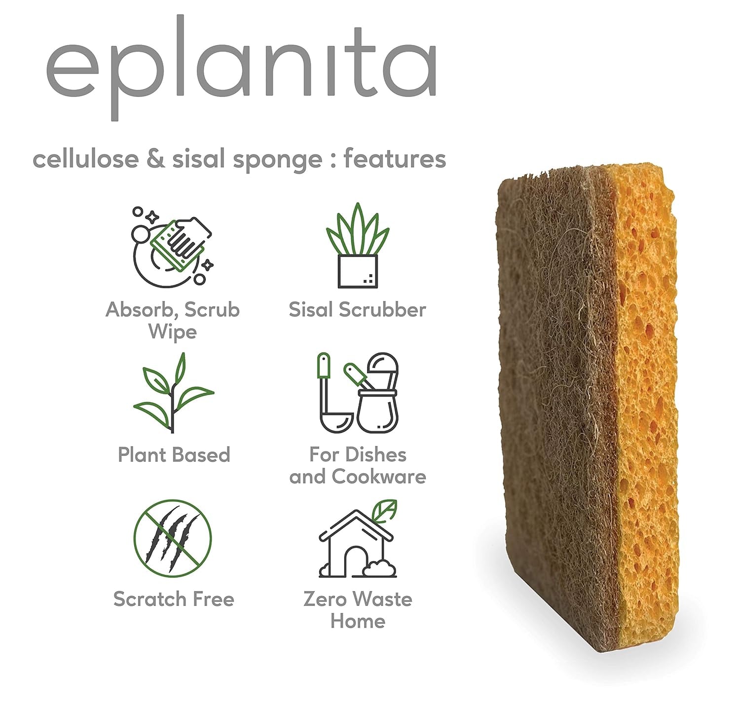 View details for Natural Plant Based Scrub Sponges (3 Pack), Non-Scratch, Biodegradable Eco Scourers for Kitchen and Bathroom Natural Plant Based Scrub Sponges (3 Pack), Non-Scratch, Biodegradable Eco Scourers for Kitchen and Bathroom